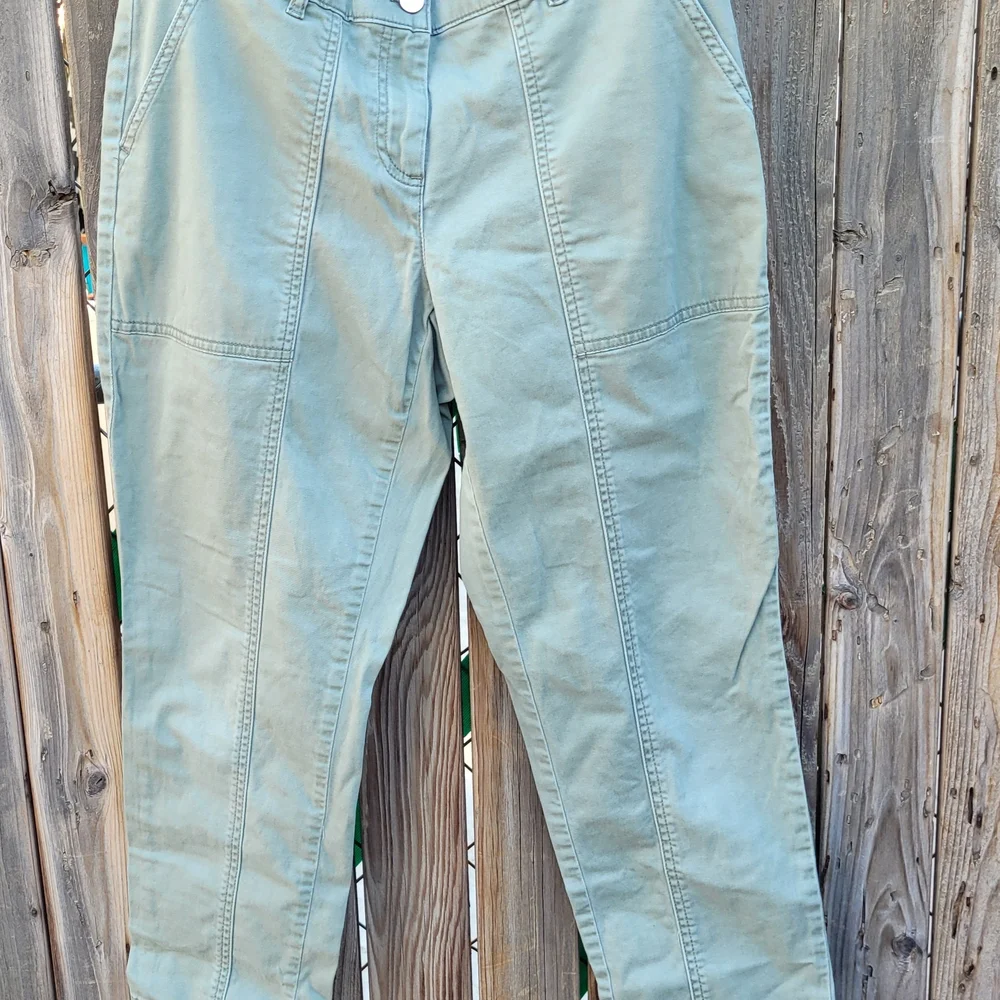 White House Black Market Green Ankle Cropped Pants SZ 6 - Picture 2 of 16